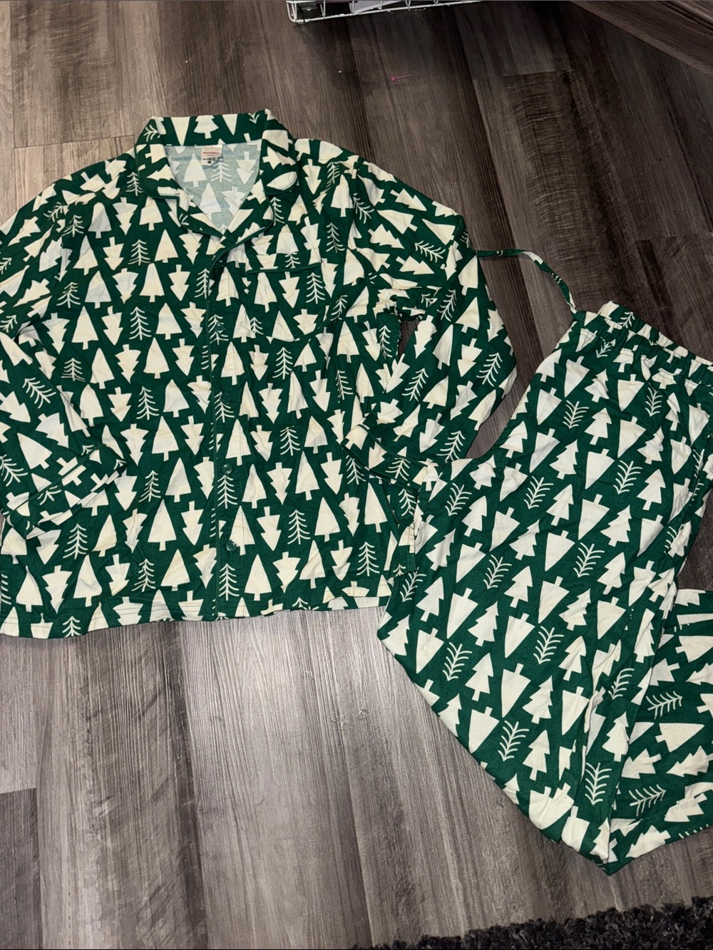 Hanna Andersson pajamas Shirt Flannel Holiday Christmas Trees large men’s